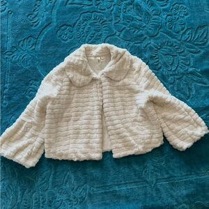 Tacera White Faux Fur Jacket